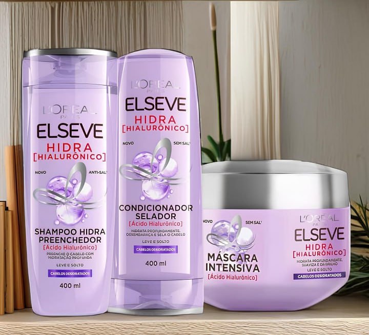 L’Oréal Paris Elseve Hidra Hialurônico Kit – Shampoo 400ml + Condicionador 400ml + Creme de Tratamento 300G