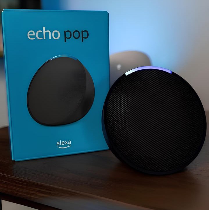 Echo Pop | Smart speaker compacto com som envolvente e Alexa | Cor Preta