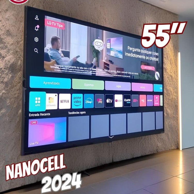 Smart TV 4K 55″ LG NanoCell 55NANO80T Processador α5 Ger7 AI Hub de Esportes Alexa/Chromecast integrado webOS 24 Controle Smart Magic