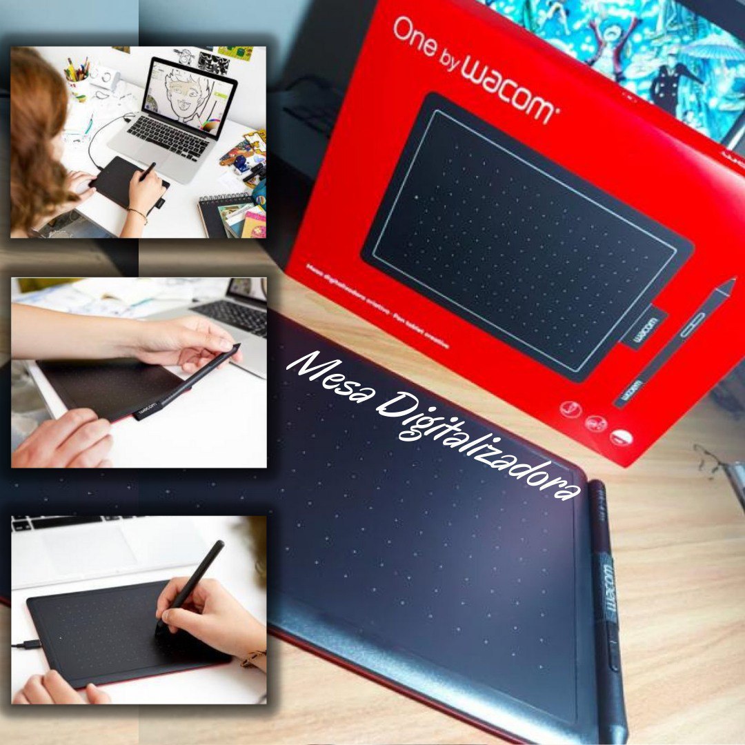 Wacom One CTL472 – Mesa Digitalizadora, Preto / Vermelho