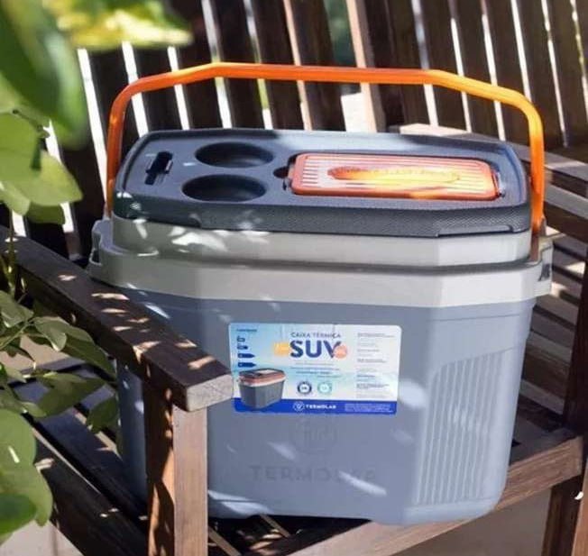 Caixa Térmica Suv Cooler Com Alça Cinza 20l Termolar Cor Cinza – Laranja