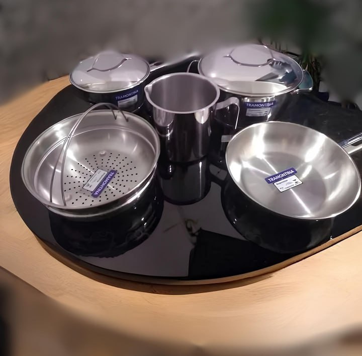 Conjunto De Panelas Tramontina Fogão De Indução Allegra 5 Pç Cor Aço inoxidável