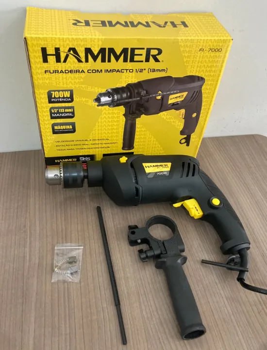 Furadeira Martelete De Impacto 1/2 Pol 13mm Concreto E Madeira 700w 220V GYFI7000 Hammer