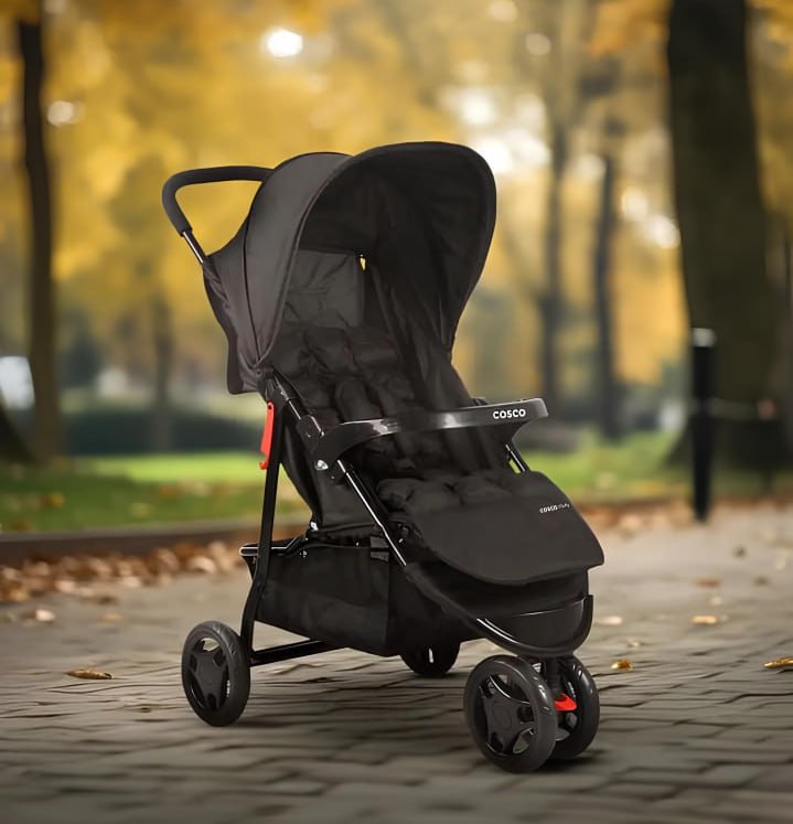 Carrinho de Bebê Toffy 03 Rodas Compacto Preto Absoluto 0 meses à 15kg IMP02177 – Cosco Kids