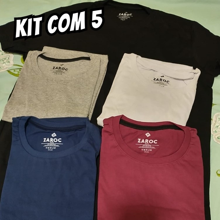 Kit 5 Camisetas Masculinas Slim Fit Básicas Algodão Premium