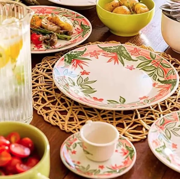 Aparelho Jantar E Chá 30 Pçs Biona Donna Jardim Tropical