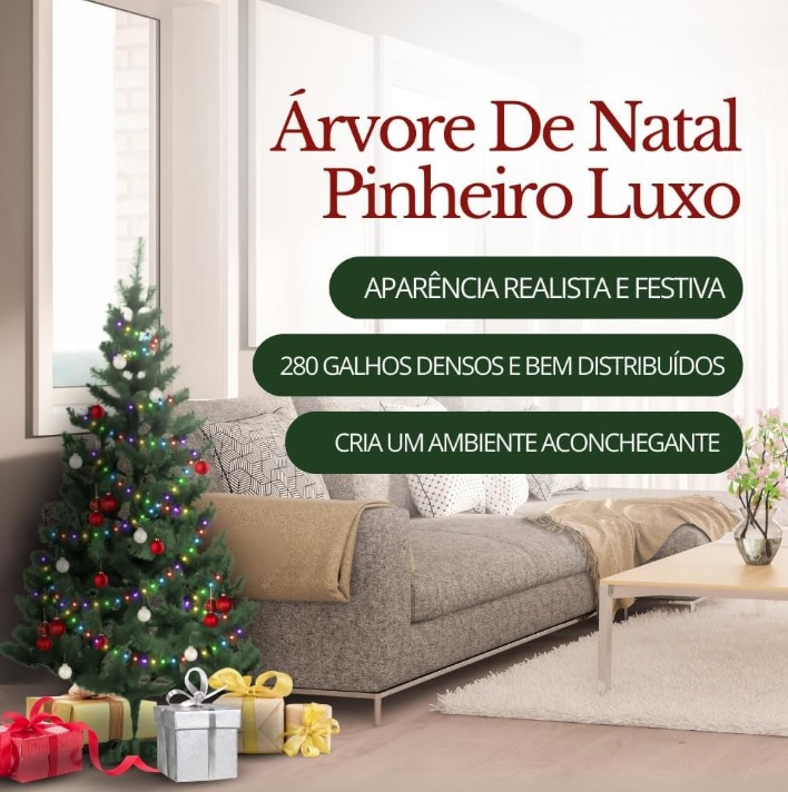 Árvore De Natal 1,20cm Pinheiro Luxo 280 Galhos Cheia Resistente Pinheiro De Natal Tradicional Verde Premium