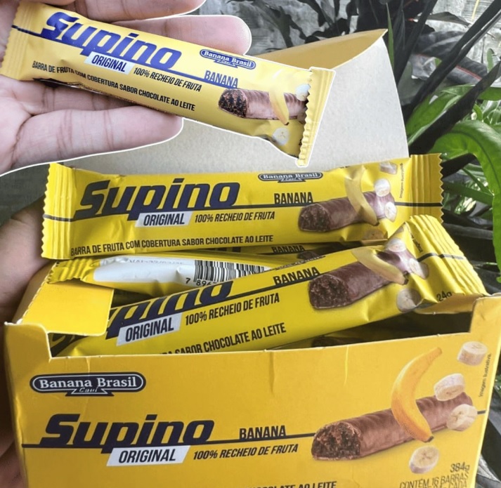 Banana Brasil Display Barra De Frutas Supino Original Banana Ao Leite -16 Unidades De 24G (384G)