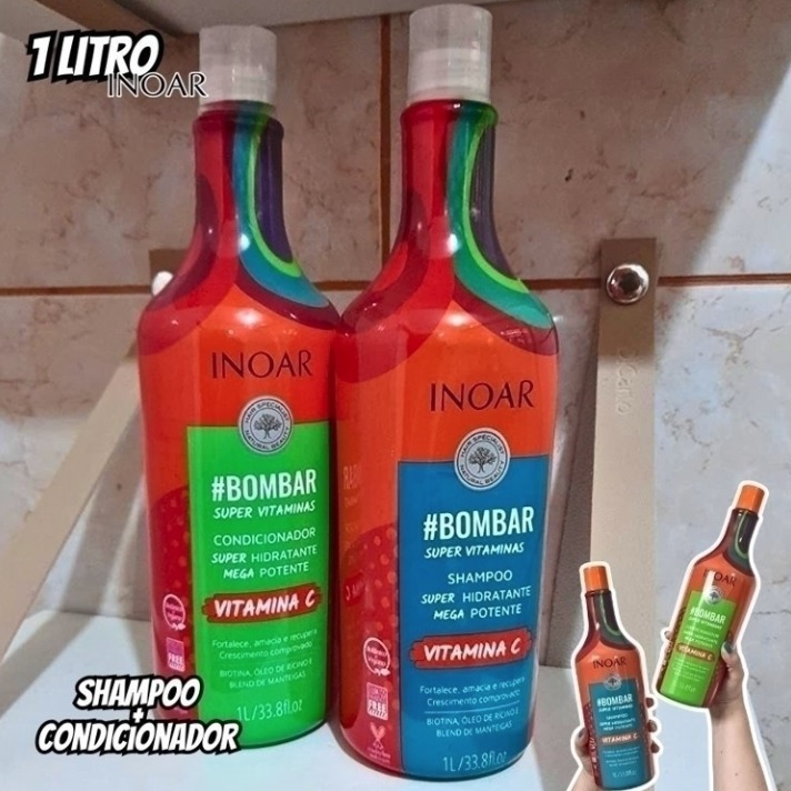 Bombar Crescimento Capilar Kit Shampoo e Condicionador 2x1L, Inoar
