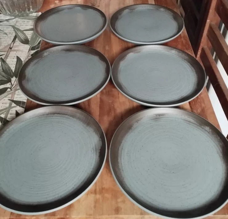 Conjunto De 6 Pratos Sobremesa Flat Pacífico 20cm Verde Oxford