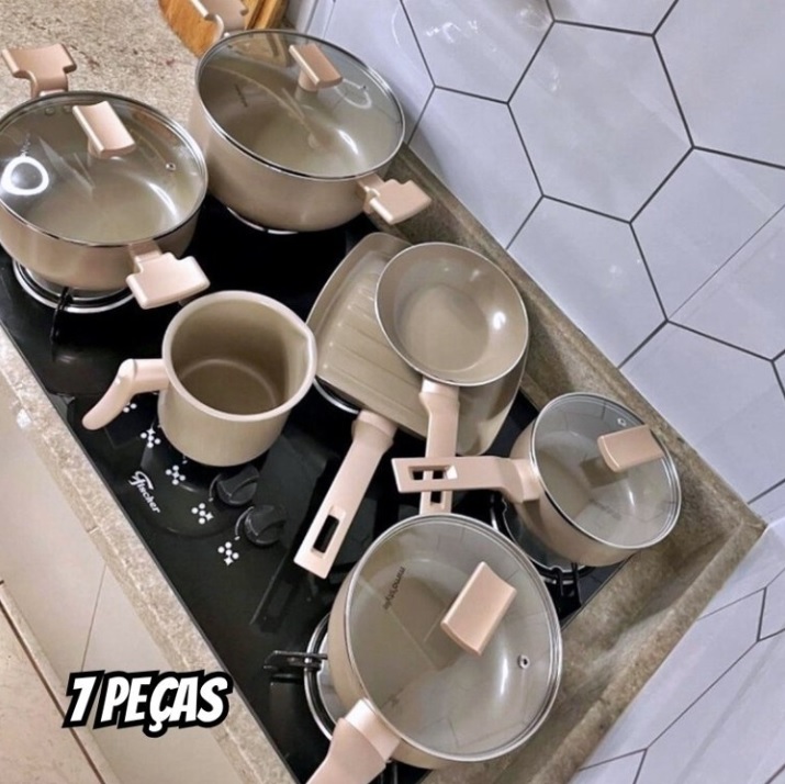 Conjunto De Panelas Sartin Champ 7 Peças Cerâmica Mimo Style