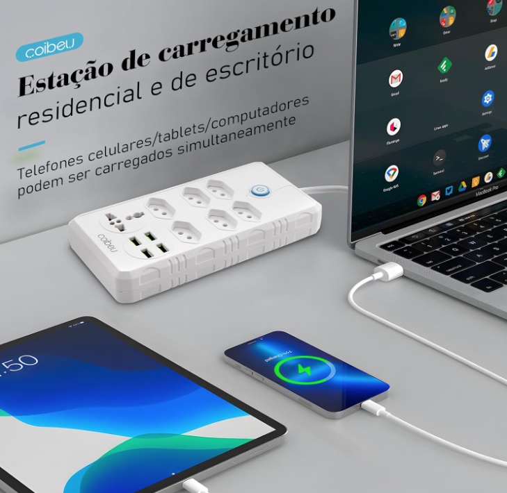 Extensão Tomada, Régua Tomada, Régua de Energia, 6 Tomadas