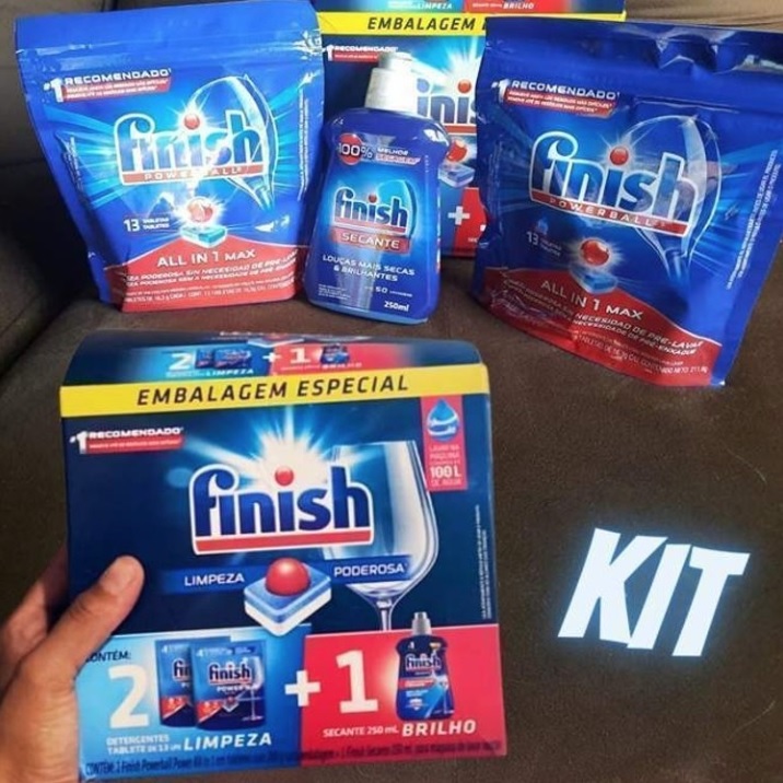 Finish Kit 2 En 1 Detergente Em Pó Para Máquina De Lavar Louças 450g E Secante 250ml