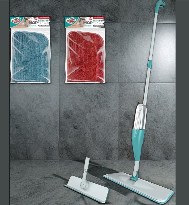 Flash Limp Kit Mop Spray 2 Em 1 + 2 Refis extra de Microfibra Para Chão, KIT0198, FlashLimp, Verde