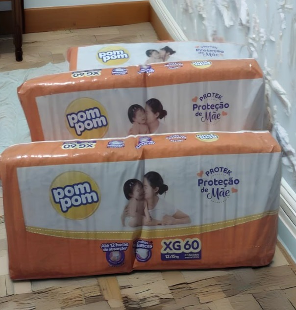 Fralda Pom Pom Protek Proteção de Mãe Hiper XG 60 Unidades