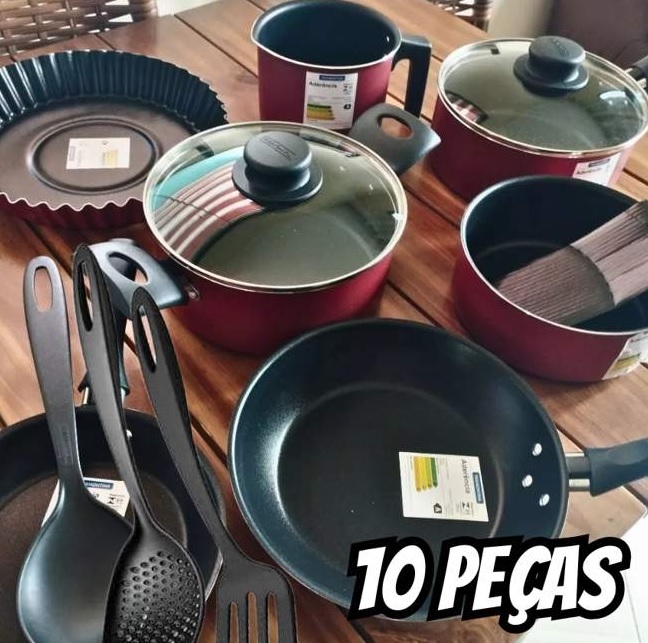 Jogo De Panelas Tramontina Antiaderente Turim 10 Pç Vermelho 27899287