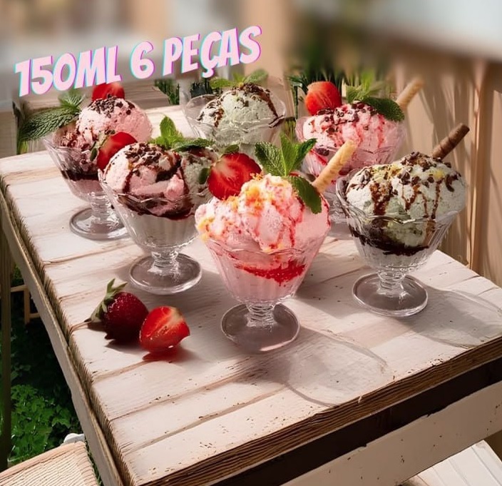 Jogo de Taças de Vidro para Sobremesa Transparente 150ml 6 Peças Haus Concept Lótus