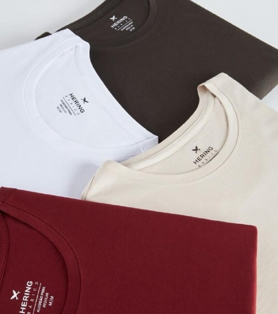 Kit Com 5 Camisetas Masculinas Básicas Hering