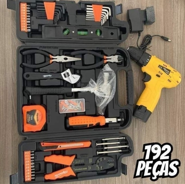 Kit Jogo De Ferramentas 129 Pçs C/ Maleta + Parafusadeira