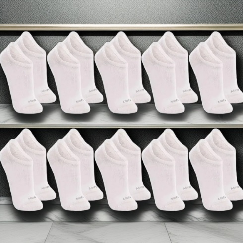 Kit com 10 Pares de Meias Algodão Esportiva Invisível Conforto Qualidade Mash