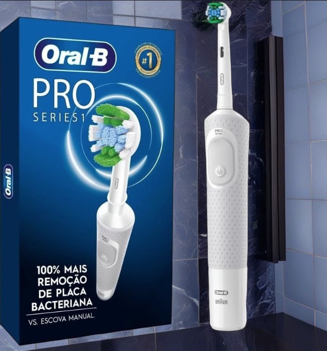 Oral-B PRO Series 1, Escova de Dentes Elétrica, Cabeça Redonda, Cabo Ergonômico, Branca, 110V
