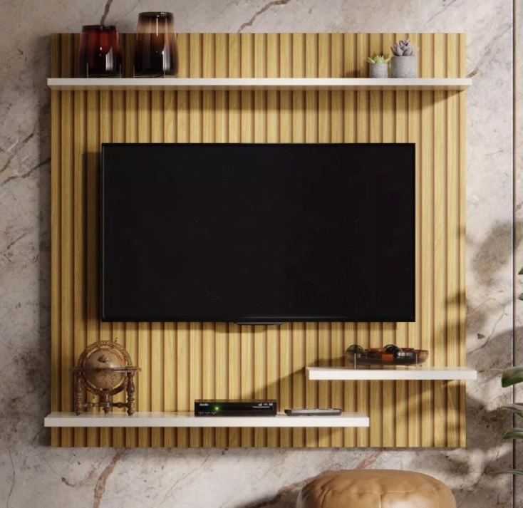 Painel Para Tv 32 Polegada Com Nicho Prateleira Retro Madrid