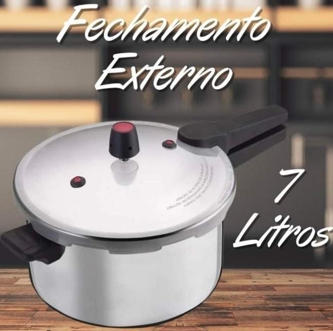 Panela De Pressão Alumínio Nacional 7l Fechamento Externo