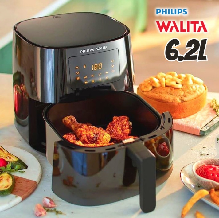 Philips Walita Preta Fritadeira Airfryer Essential XL Digital, 6.2L de capacidade