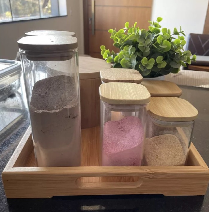 Potes De Mantimentos Quad 200/250/400ml C/tampa Bambu – 6 P