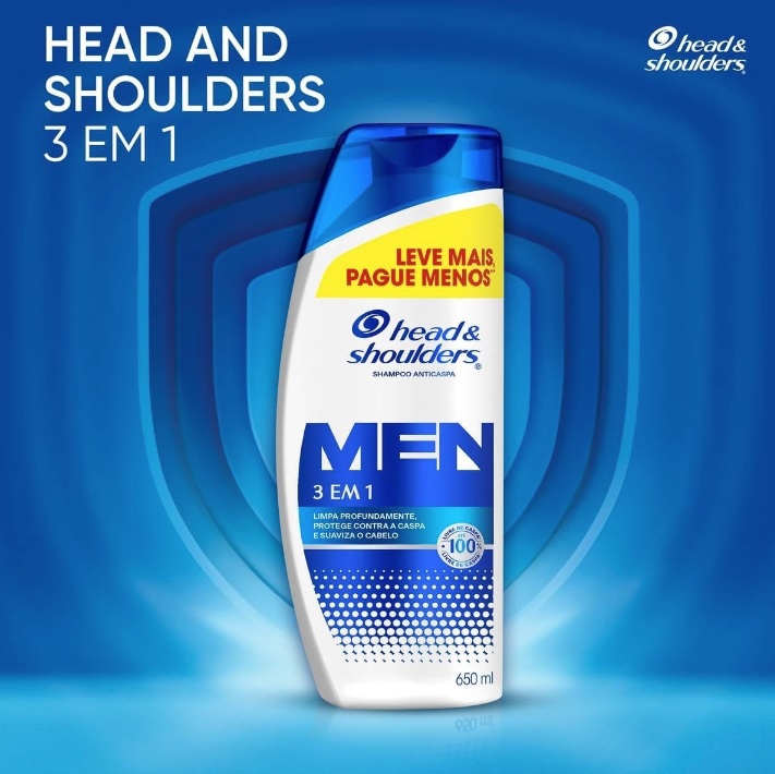 Shampoo Anticaspa Head & Shoulders Men 3 em 1, 650 ml