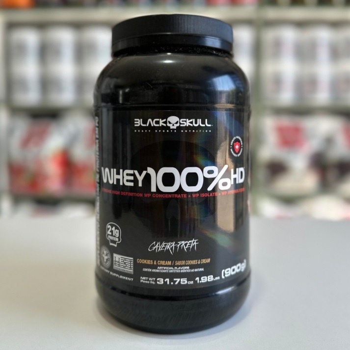 Suplemento Black Skull Proteína Whey 100% HD sabor cookies & cream de 900g – pó