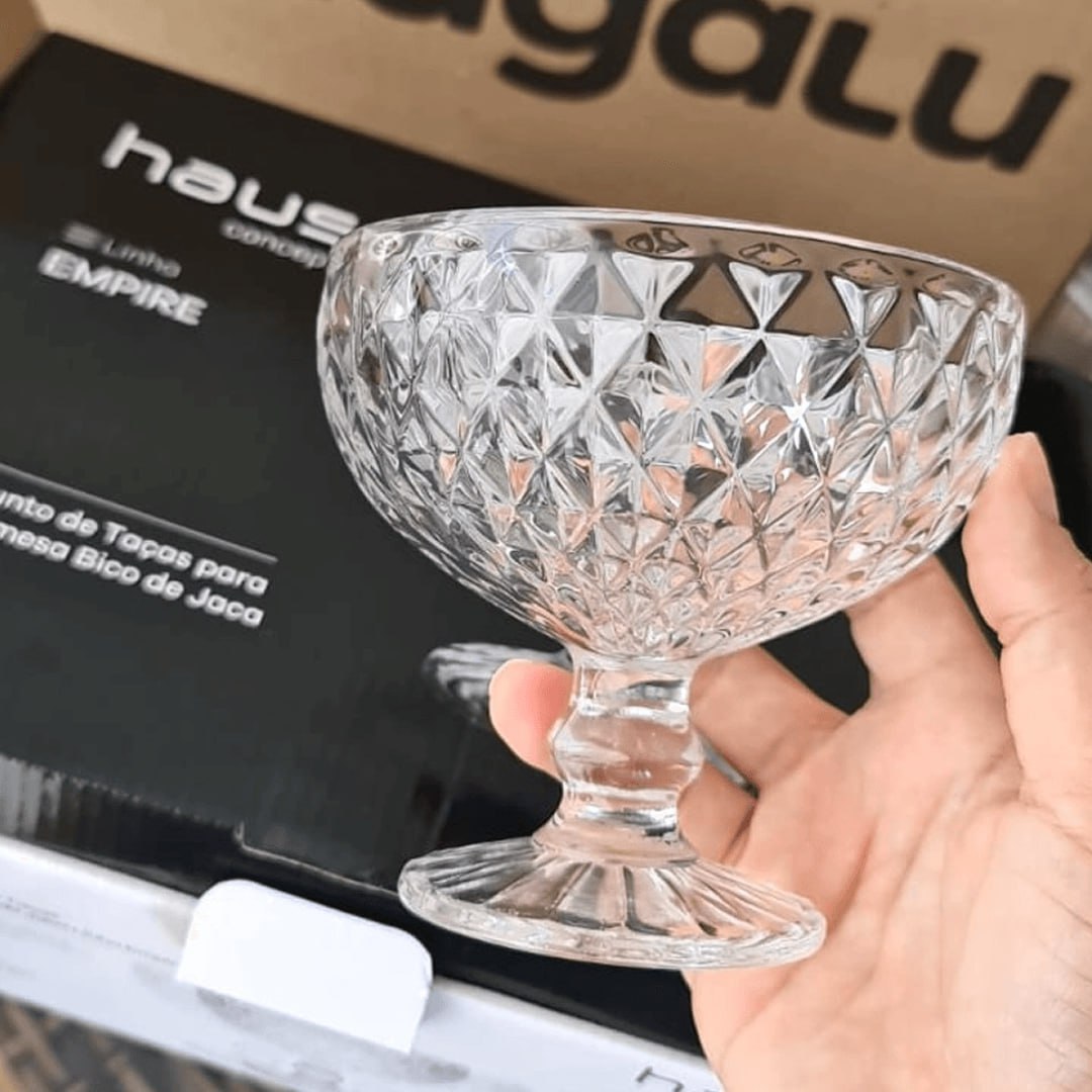 Jogo de Taças de Sobremesa de Vidro 380ml – 6 Peças Haus Concept Bico de Jaca