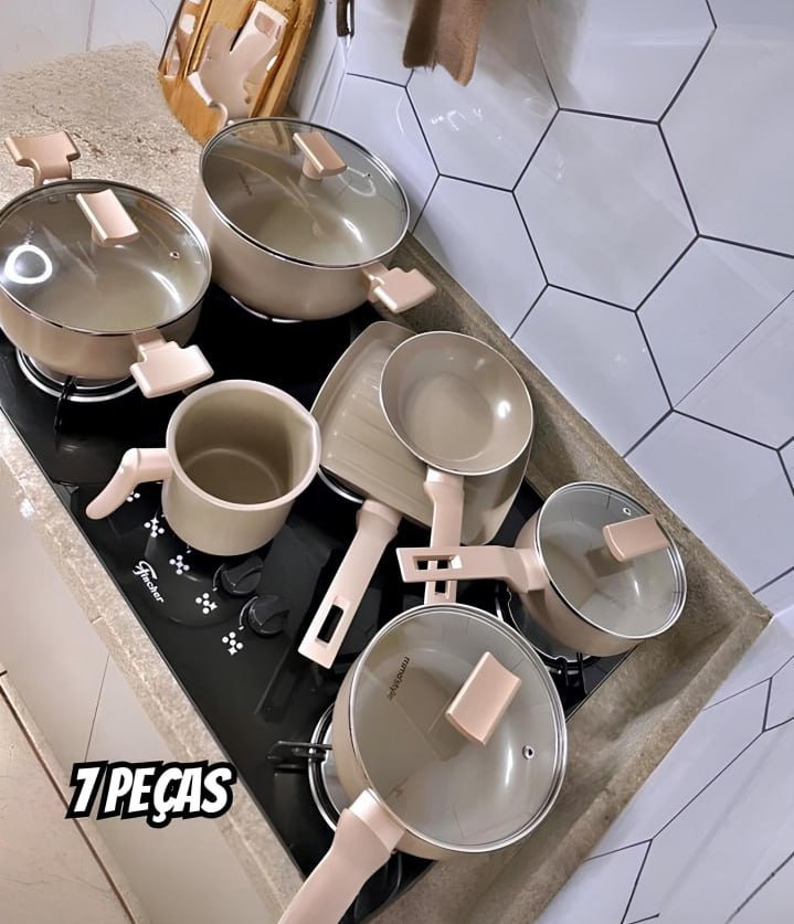 Conjunto De Panelas Sartin Champ 7 Peças Cerâmica Mimo Style