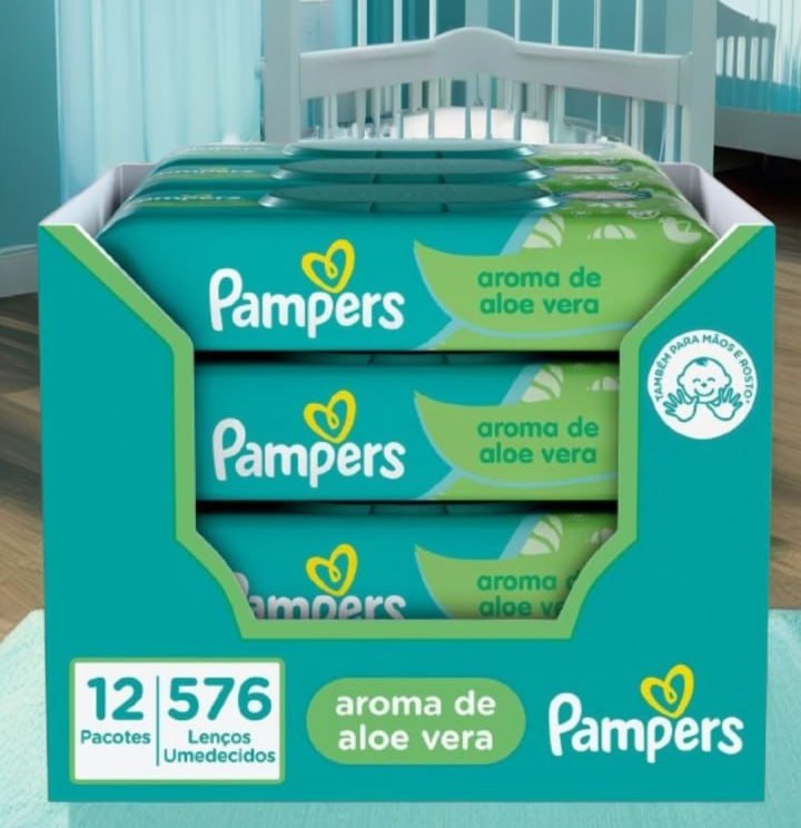 Pampers Lenços Umedecidos Aroma de Aloe Vera 576 Unidades