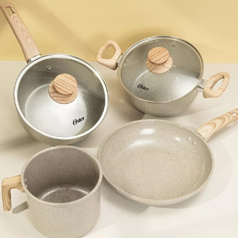 OSTER Conjunto de Panelas Antiaderentes 4 Peças Marble Edition