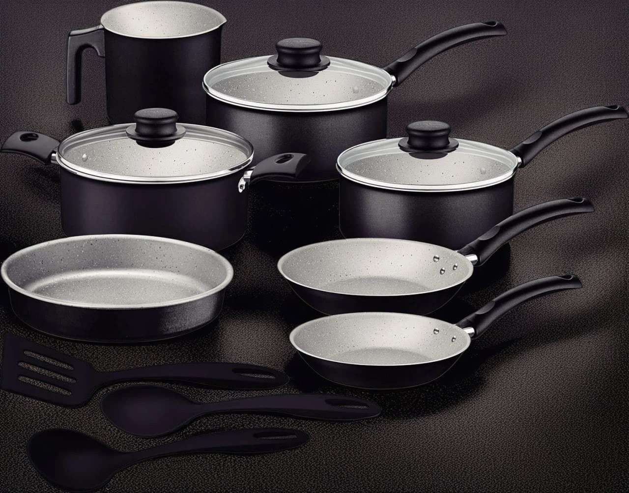 Jogo de Panelas Tramontina Turim em Alumínio com Revestimento Interno e Externo em Antiaderente Starflon Max Preto 10 Peças