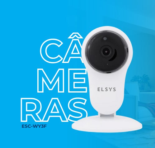 Câmera de Segurança Inteligente Wi-Fi Fixa, Full HD, 1080p, Elsys, ESC-WY3F, Branca – Compatível com Alexa