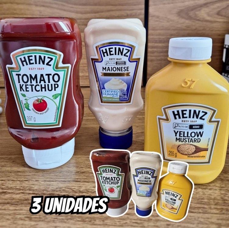 Heinz Pack Hamburger Ketchup 397G + Maionese 215G + Mostarda 255gG