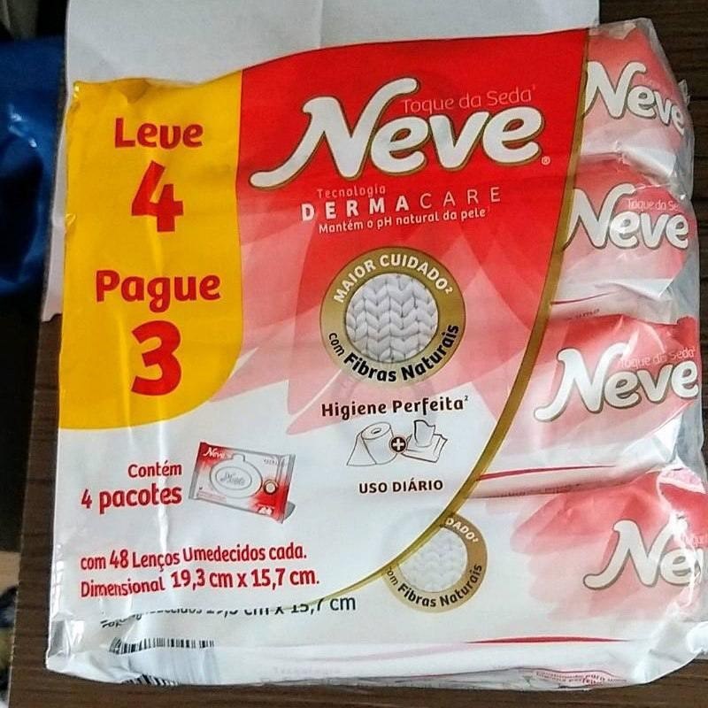Neve Pack Lenços Umedecidos Toque de Seda, 48 Lenços, Leve 4 Pague 3