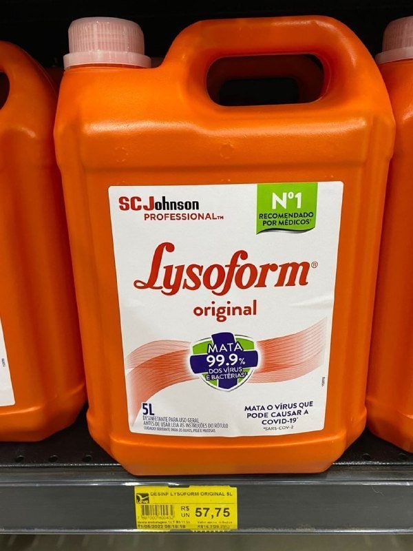 Lysoform Original, Desinfetante Líquido, Limpeza Pesada e Eficiente, 5l
