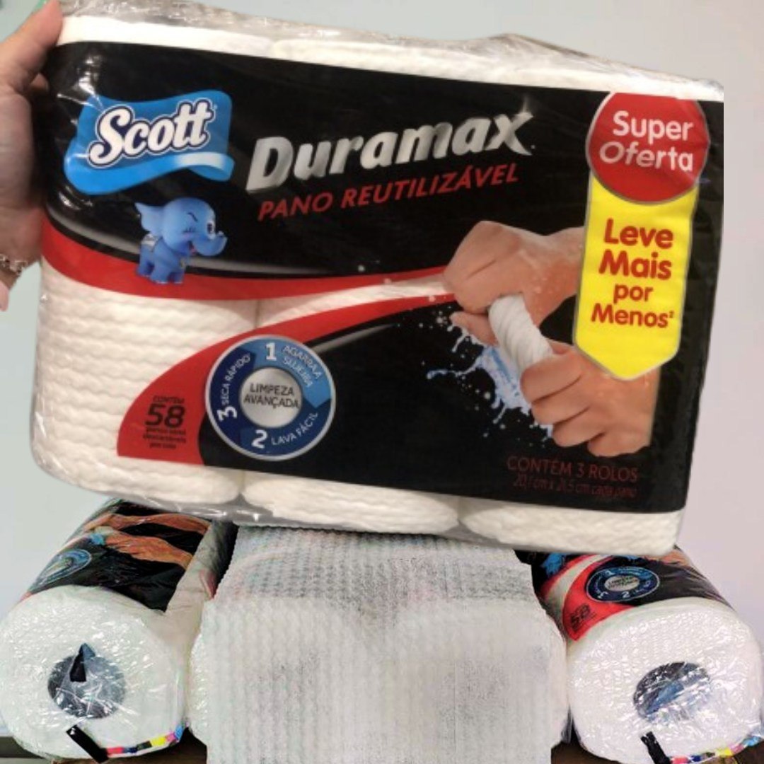 Scott Duramax Pano Reutilizável em Rolo, Branco, 174 Folhas (3 Unidades de 58 Folhas)