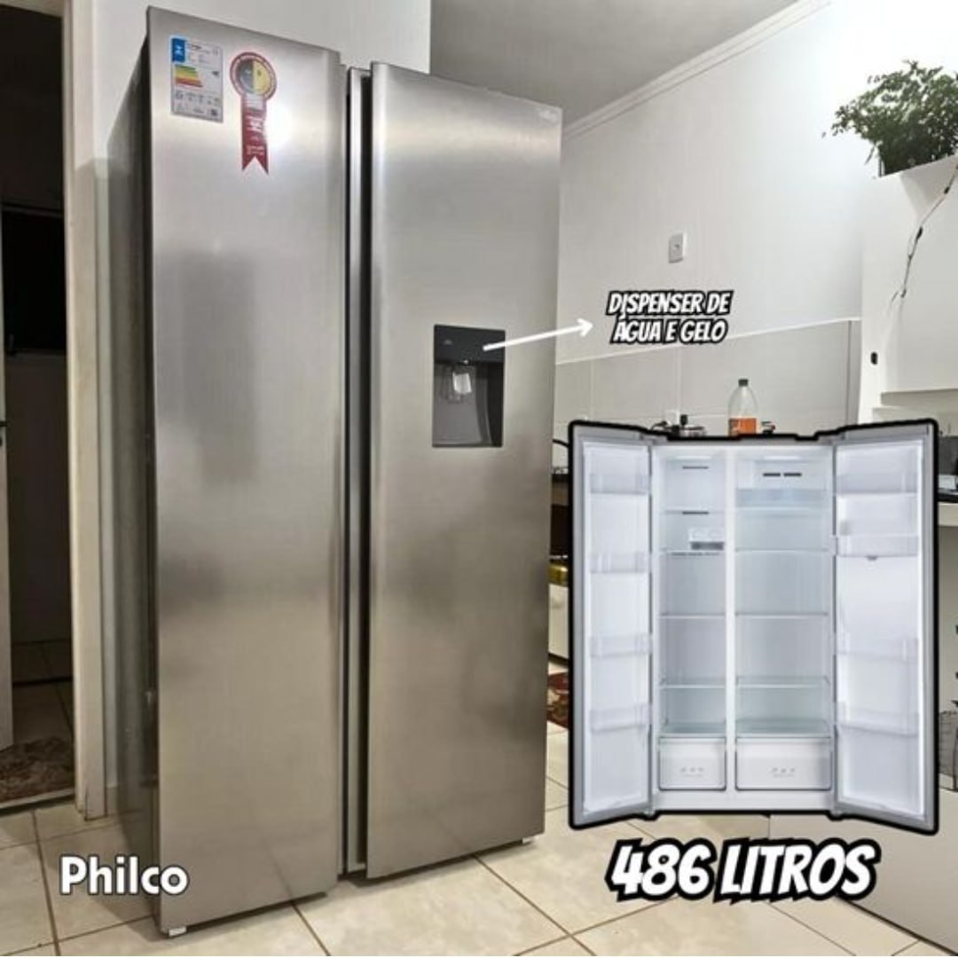 Refrigerador Side By Side Philco 486l Inox Eco Prf504id 127v Cor Aço
