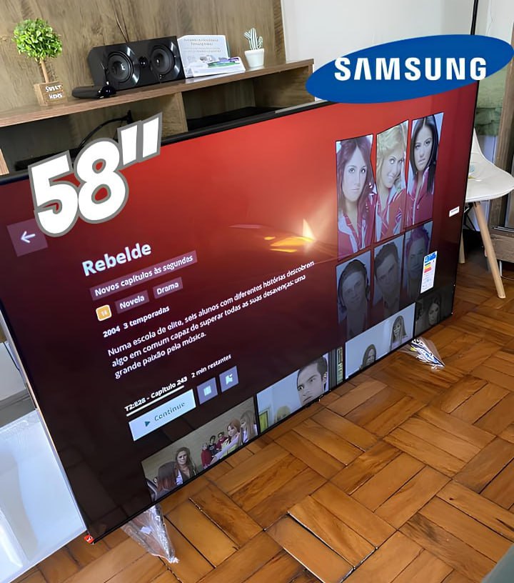 Samsung Smart TV 58″ UHD 4K 58CU7700, Processador Crystal 4K, Gaming Hub, Visual Livre de Cabos, Tela sem limites, Alexa built in, Controle Único