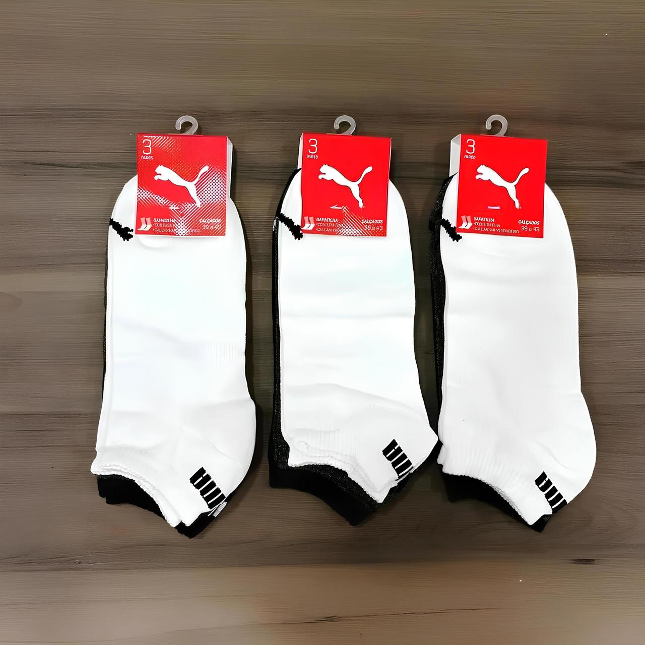 Kit com 9 Pares de Meias Puma Cano Baixo