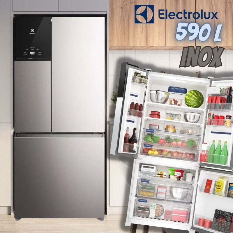 Geladeira Electrolux Frost Free Inverter 590L AutoSense 3 Portas Multidoor Cor Inox Look IM8S 127V