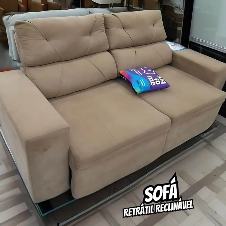 Sofá 3 Lugares Retrátil Reclinável Suede Phormatta Evolution SMP