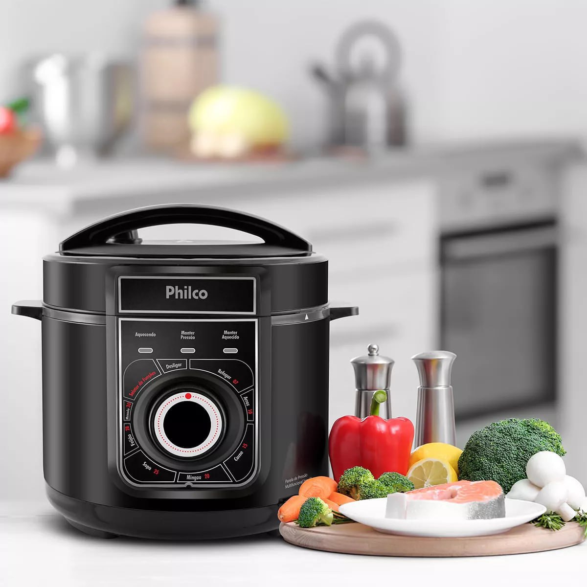 Panela De Pressão Philco Ppp02pi Inox Multifuncional 5l Cor Preto 127V
