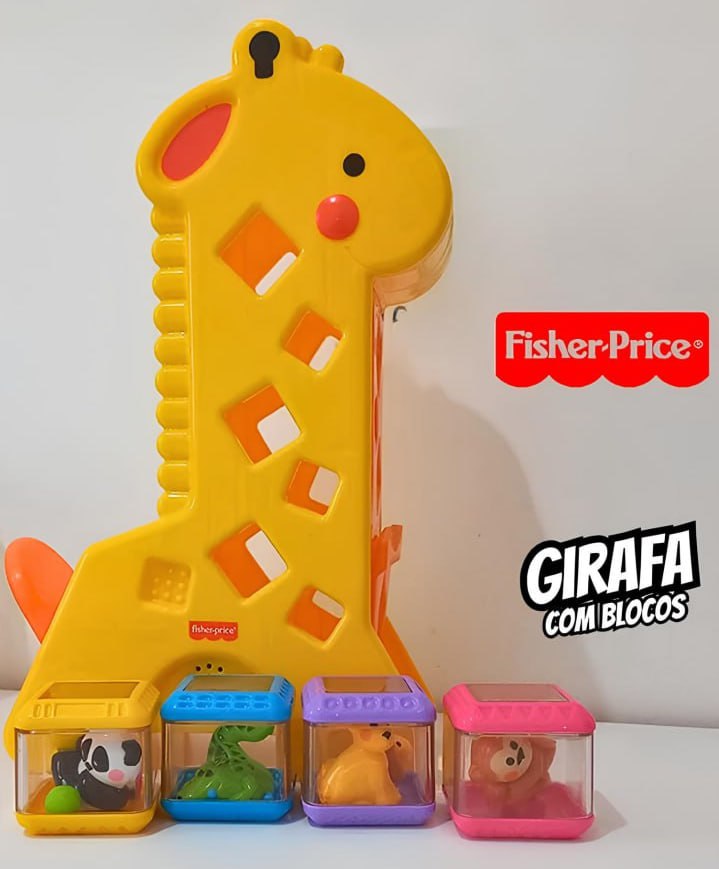 Fisher-Price, Girafa com Blocos Pick-A-Blocks, Com Atividades de Desenvolvimento, Sons e Músicas, Brinquedos para Bebês, A partir de 6 meses