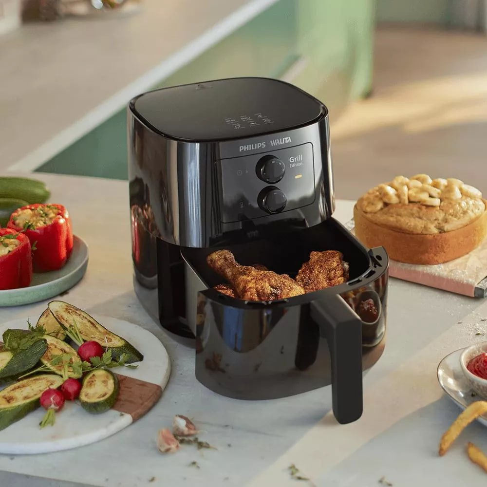 Fritadeira Elétrica Airfryer Philips Walita hd9202 Grill Edition Sem Óleo 1400W Preta 220V