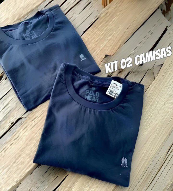 Kit 2 Camisetas Masculinas Básicas Algodão Polo Wear Preto